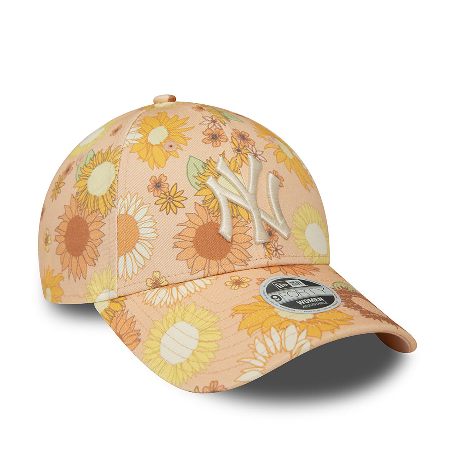 New York Yankees Womens Floral All Over Print Peach 9FORTY Adjustable Cap