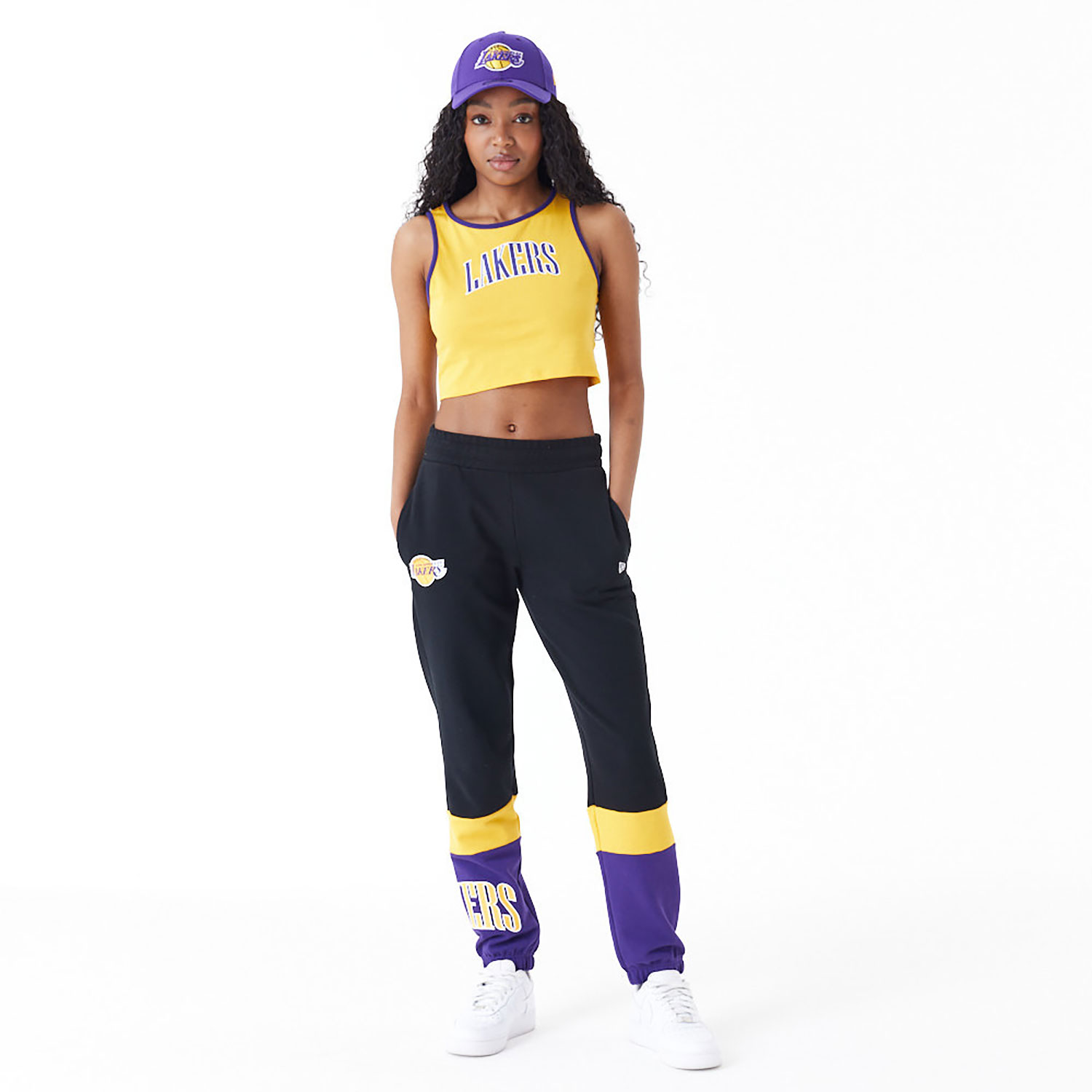 LA Lakers Womens Womens NBA Team Wordmark Yellow Crop Tank Top