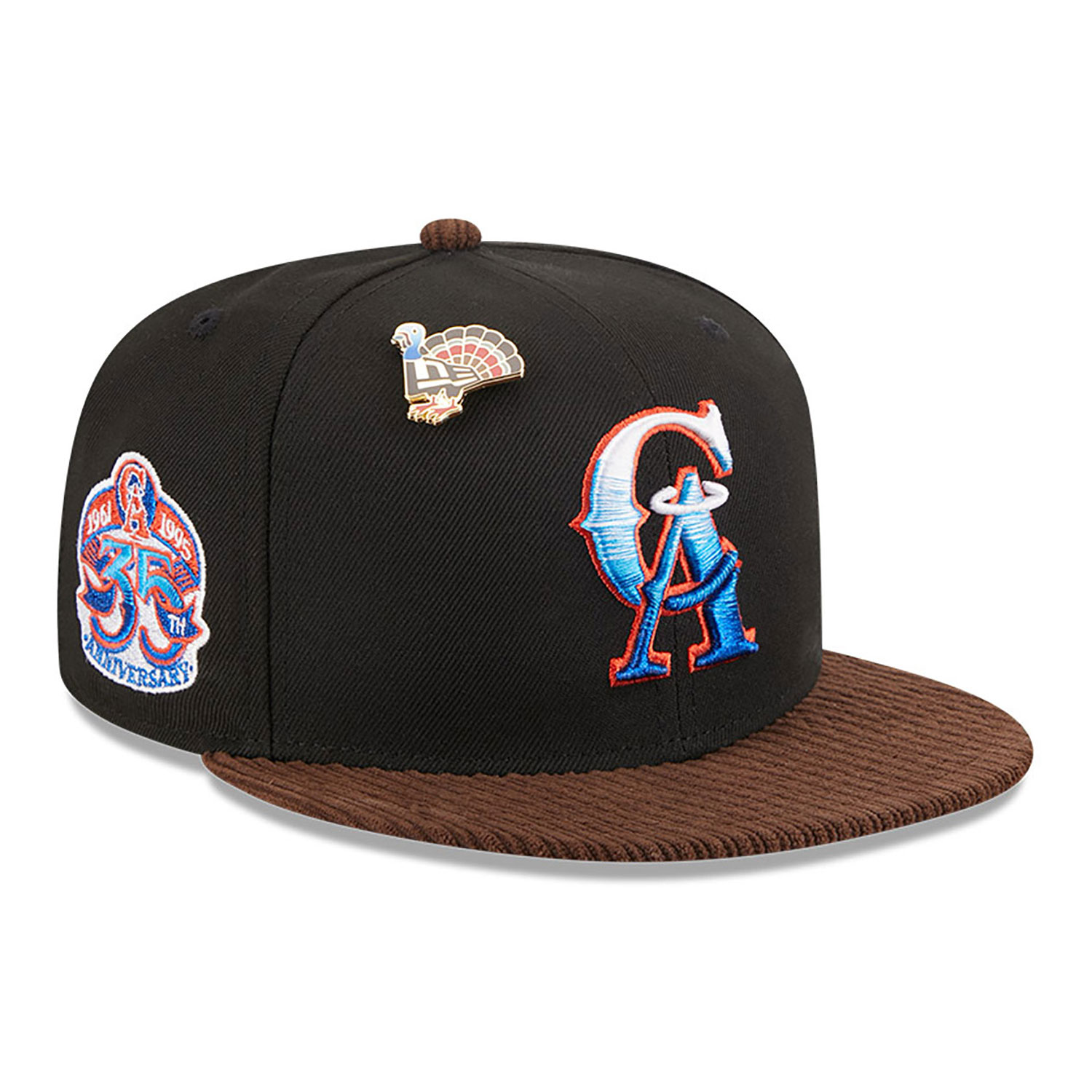 California Angels MLB Cooperstown Feathered Cord Black 59FIFTY Fitted Cap