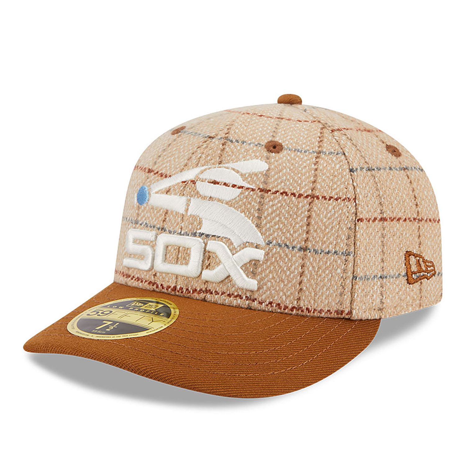 Chicago White Sox MLB Herringbone Check Beige Low Profile 59FIFTY Fitted Cap