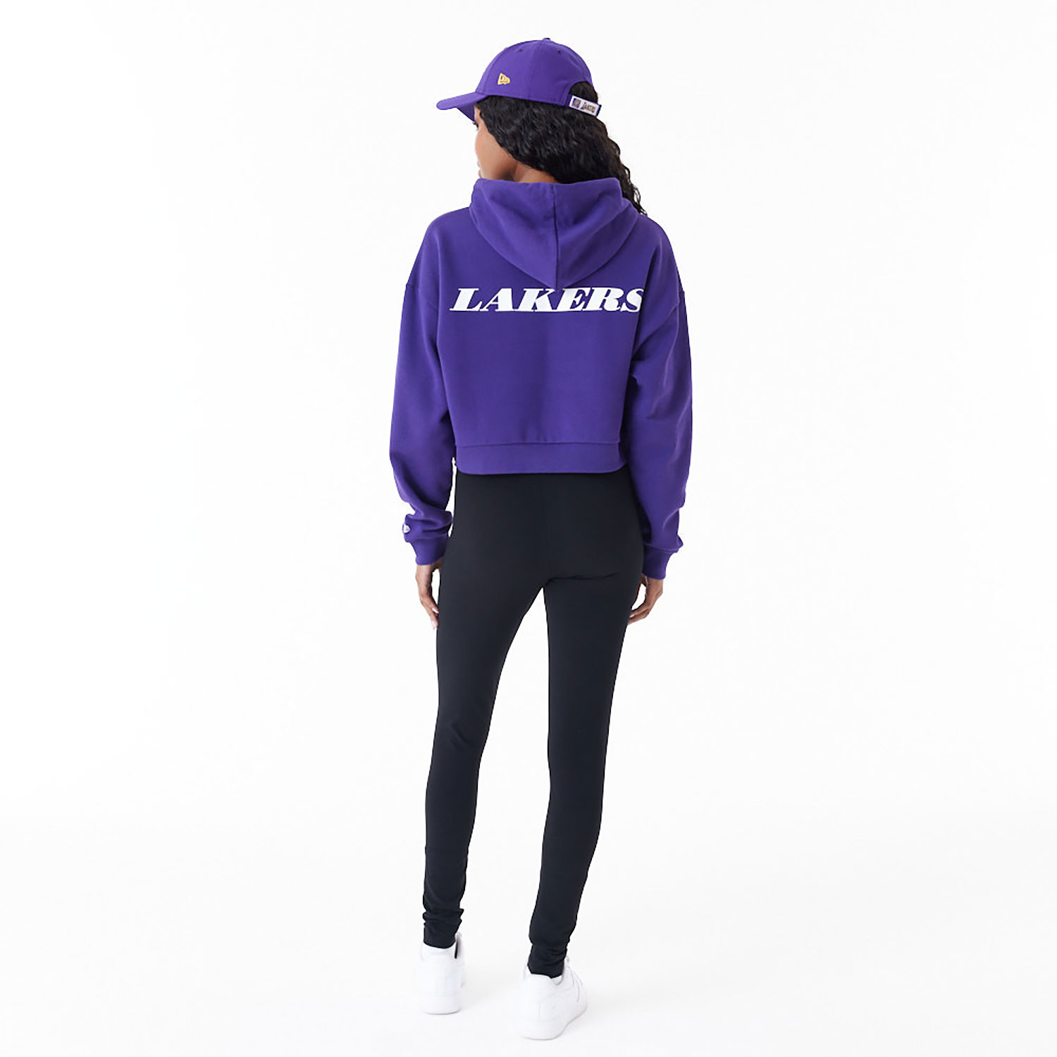 LA Lakers Womens NBA Team Logo Purple Crop Pullover Hoodie