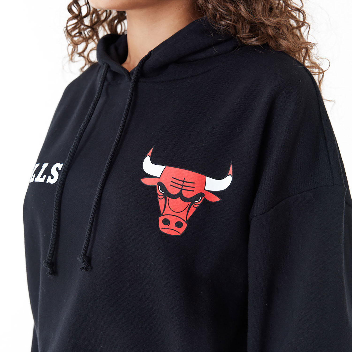 Chicago Bulls Womens NBA Team Logo Black Crop Pullover Hoodie