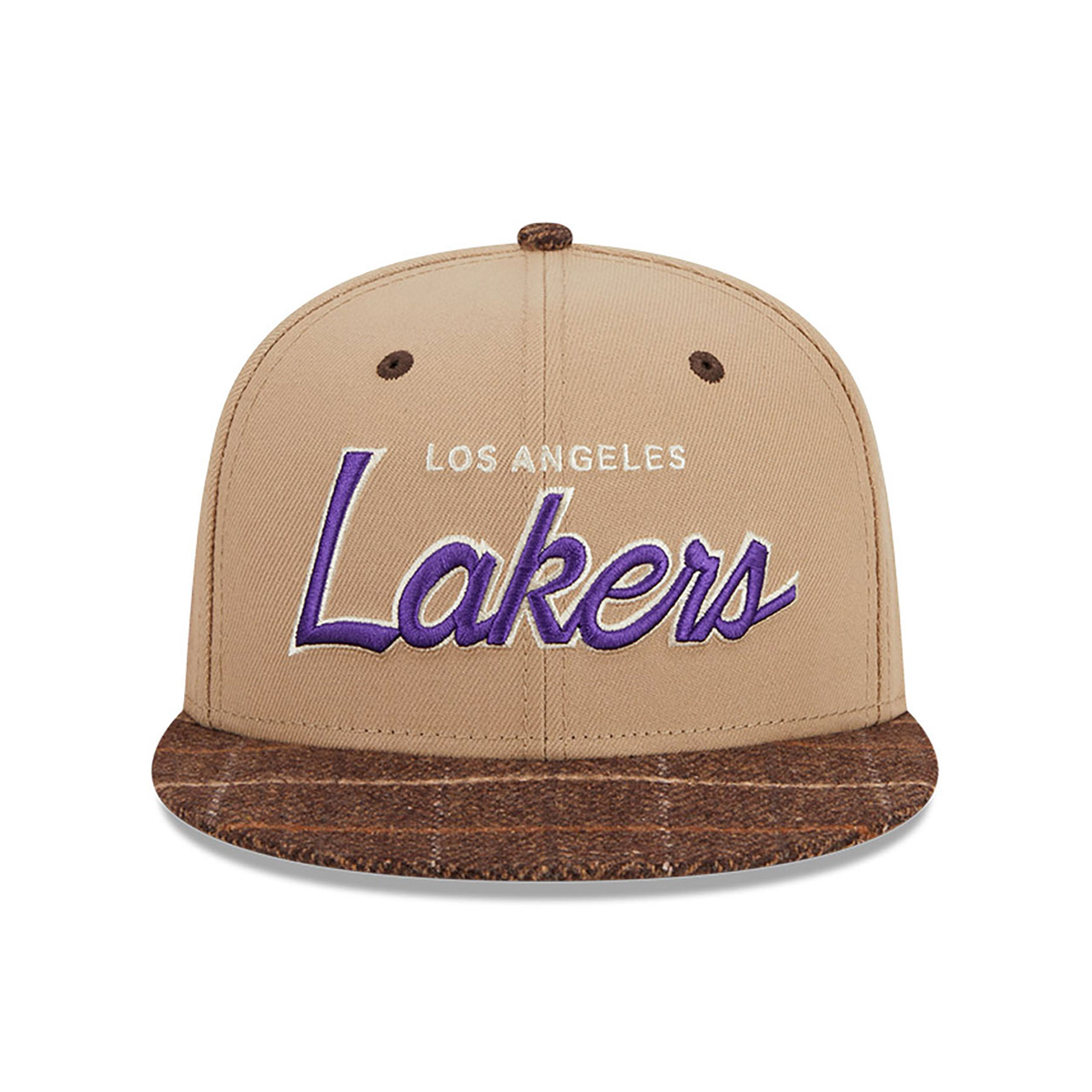 LA Lakers NBA Traditional Check Brown 9FIFTY Snapback Cap