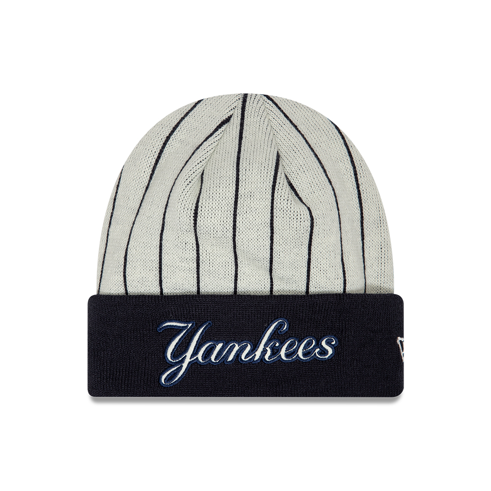 New York Yankees Lifestyle White Retro Cuff Knit Beanie Hat