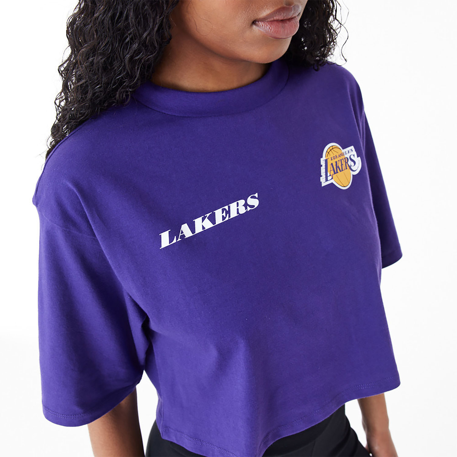 LA Lakers Womens NBA Team Logo Purple Crop T-Shirt