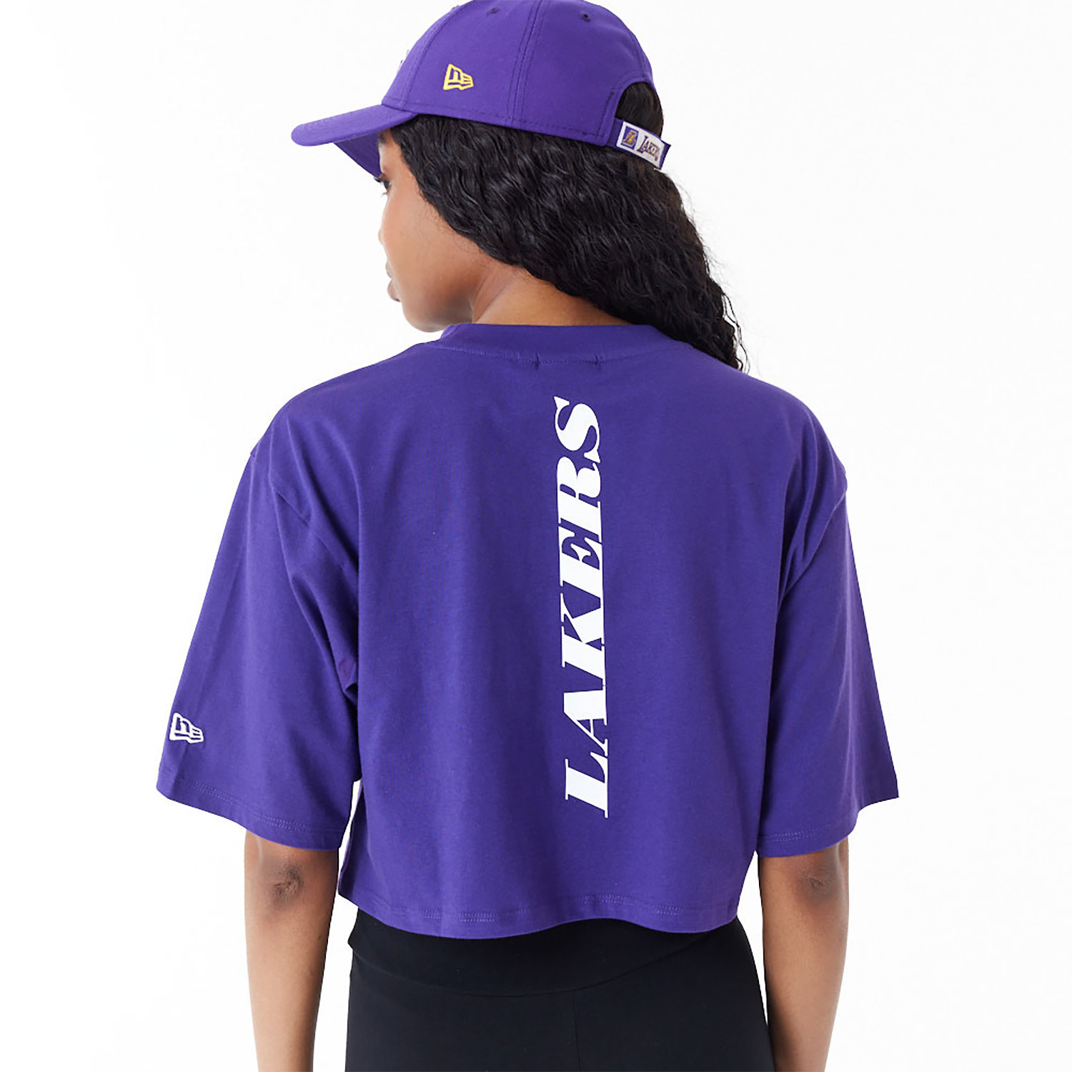 LA Lakers Womens NBA Team Logo Purple Crop T-Shirt