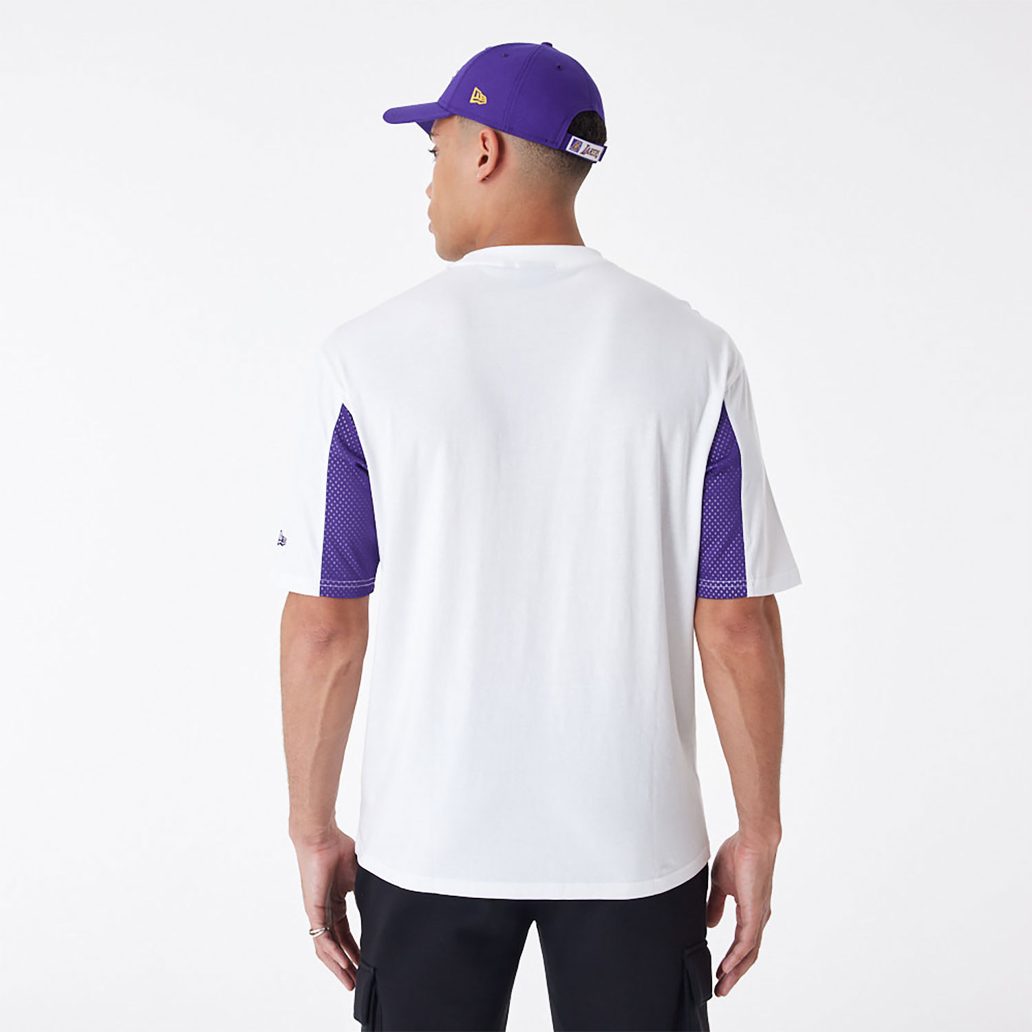 LA Lakers NBA Mesh Panel White Oversized T-Shirt