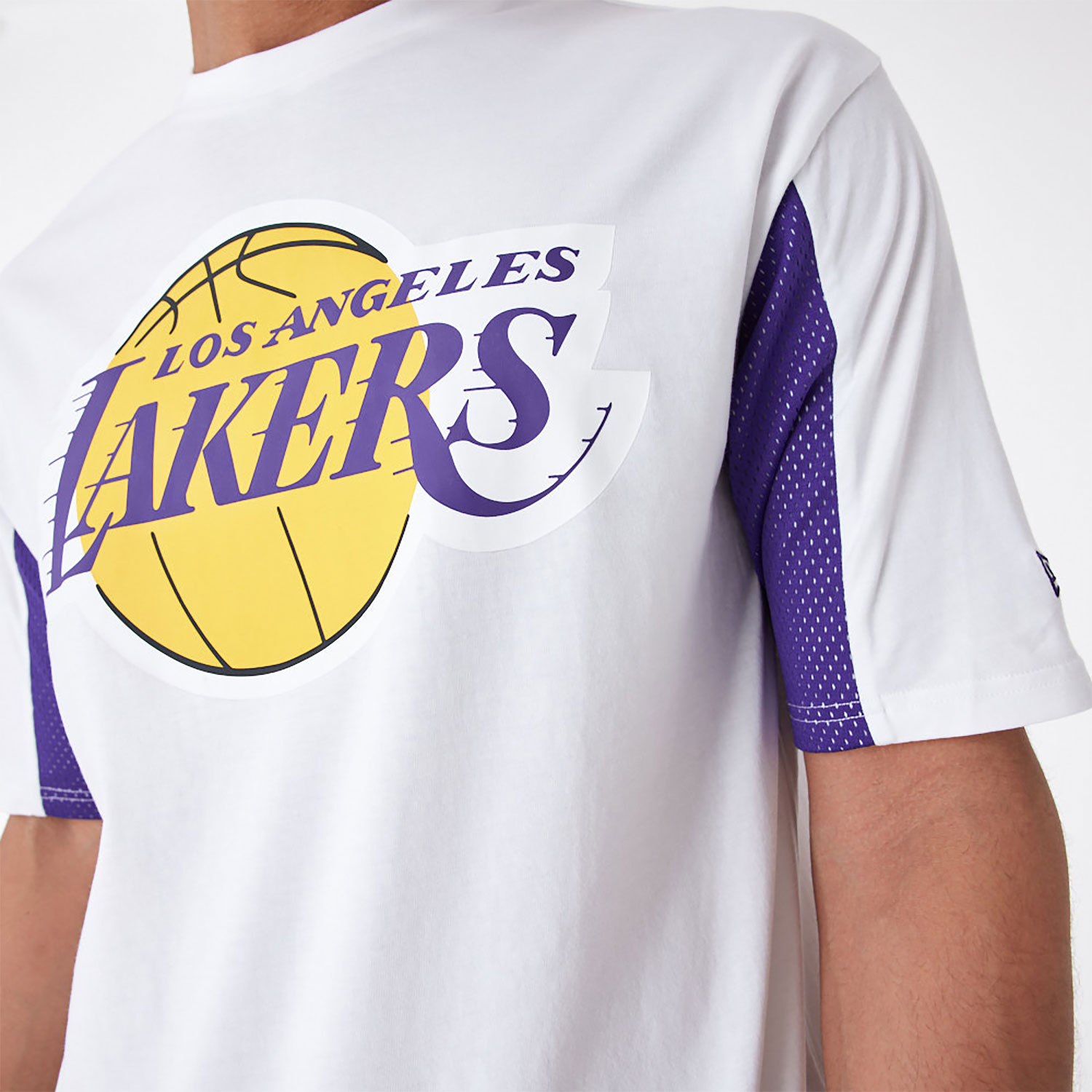 LA Lakers NBA Mesh Panel White Oversized T-Shirt