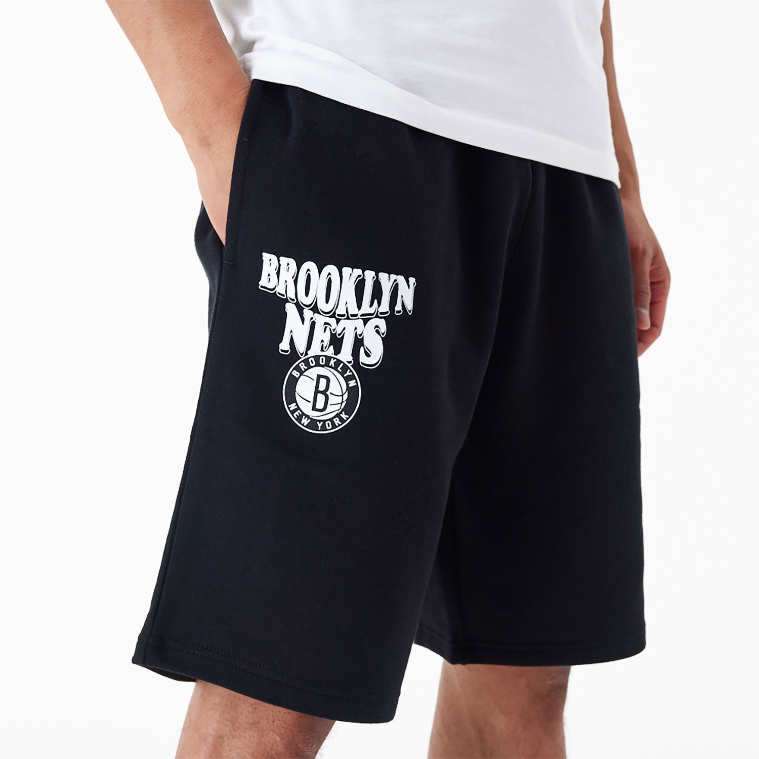 Brooklyn Nets NBA Script Black Oversized Shorts