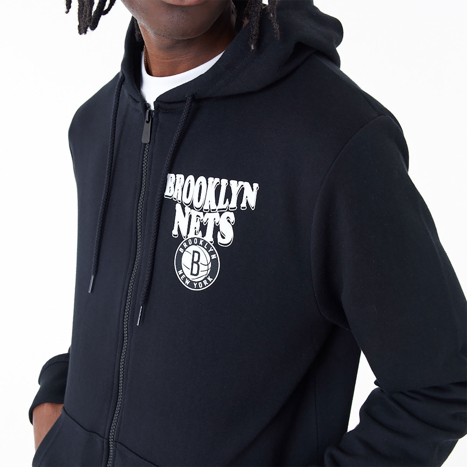 Brooklyn Nets NBA Script Black Full Zip Hoodie