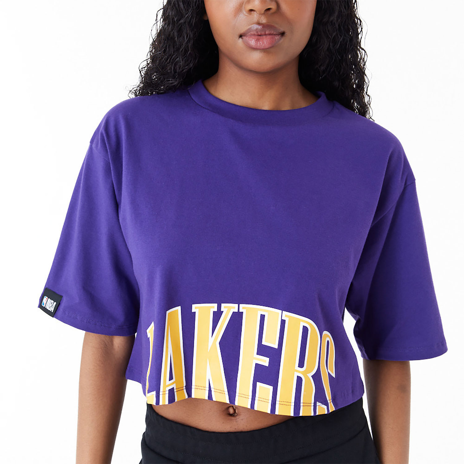 LA Lakers Womens NBA Team Wordmark Purple Crop T-Shirt