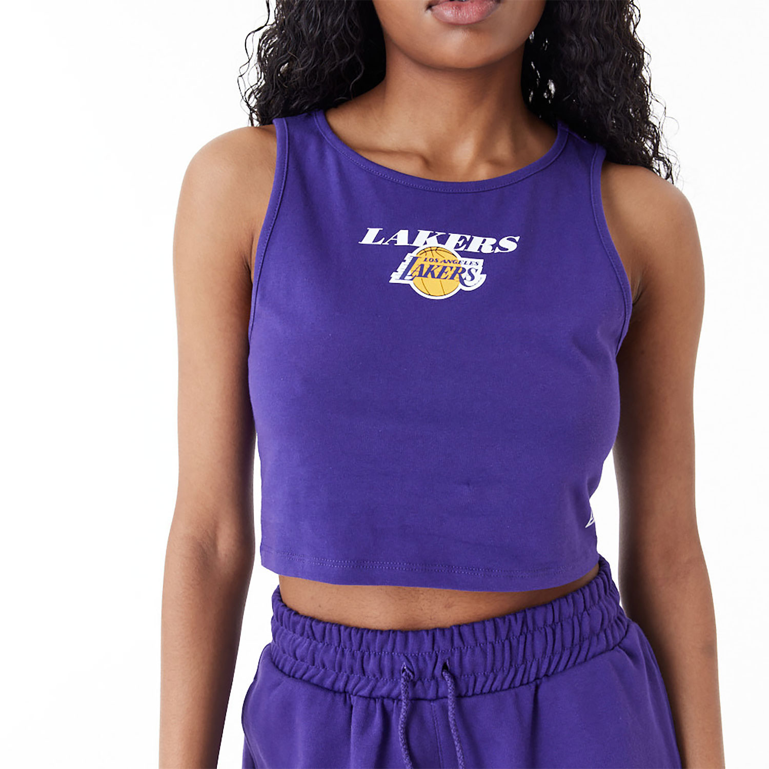 LA Lakers Womens NBA Team Logo Purple Crop Tank Top