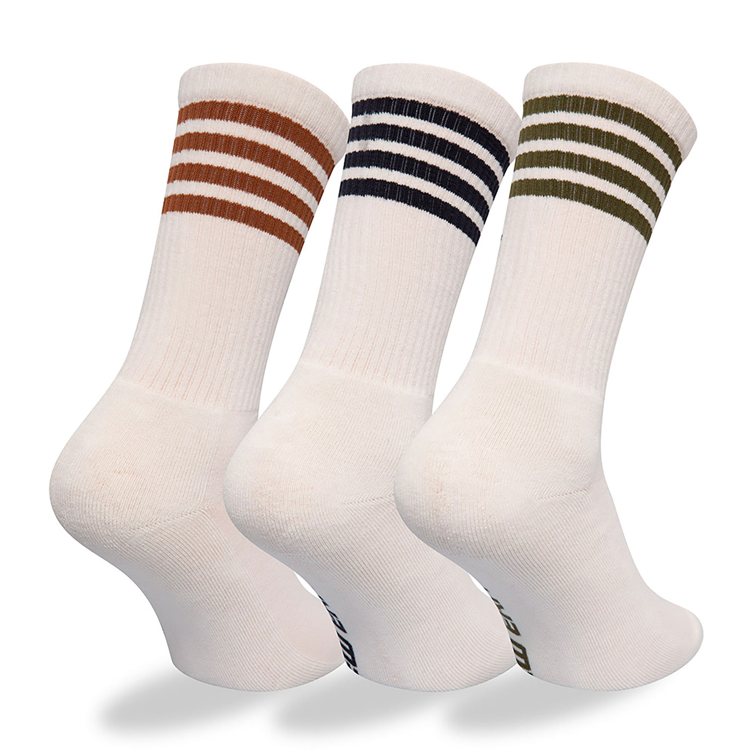 New Era Stripe Off White 3 Pack Crew Socks