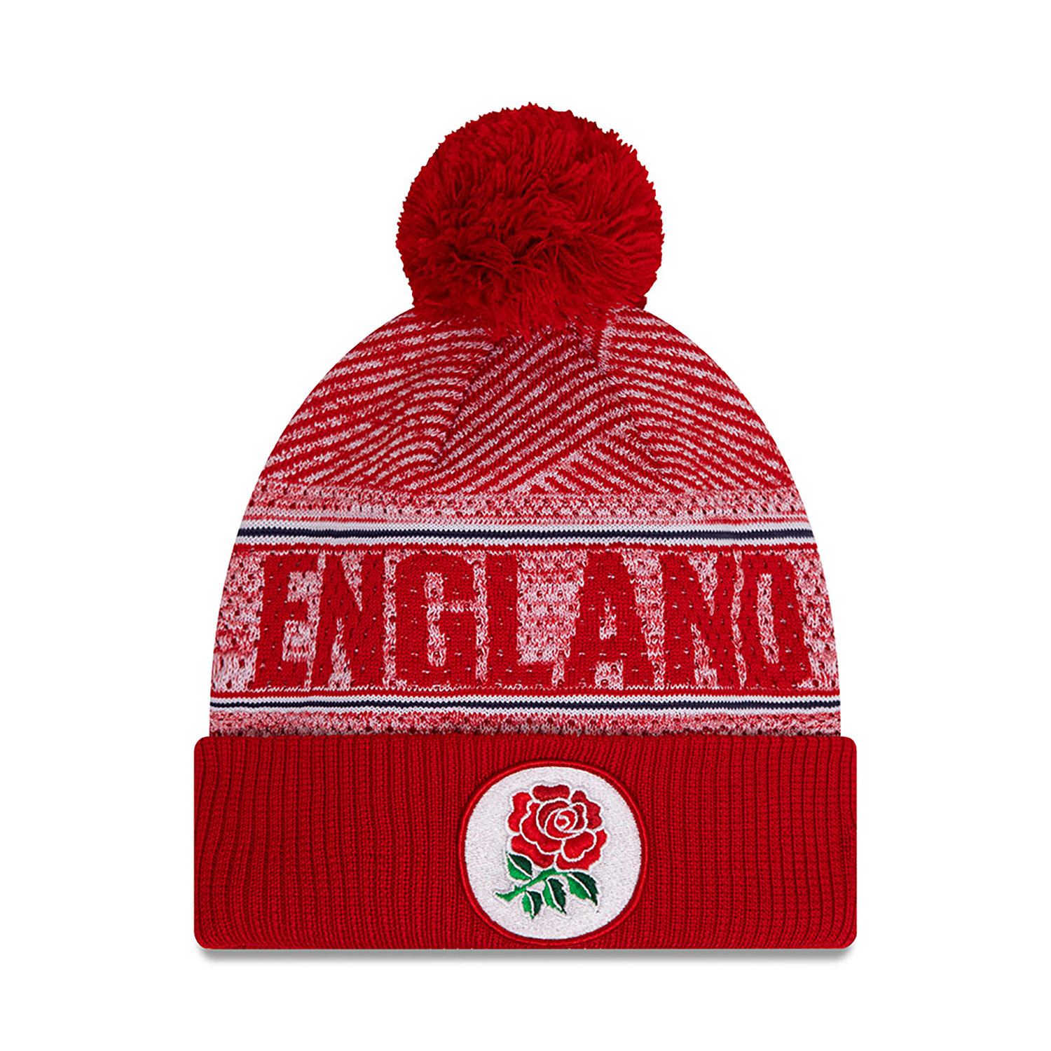 Rugby Football Union Engineered Wordmark Red Bobble Knit Beanie Hat