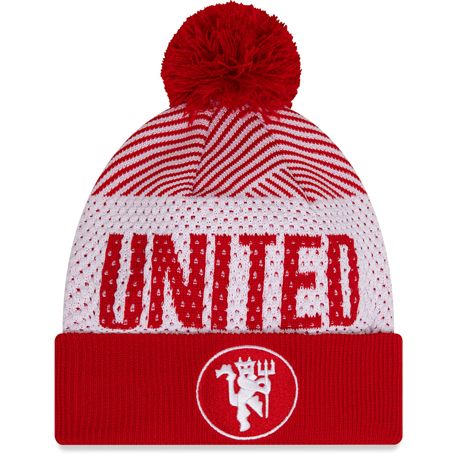 Manchester United FC Youth Engineered Red Cuff Knit Beanie Hat
