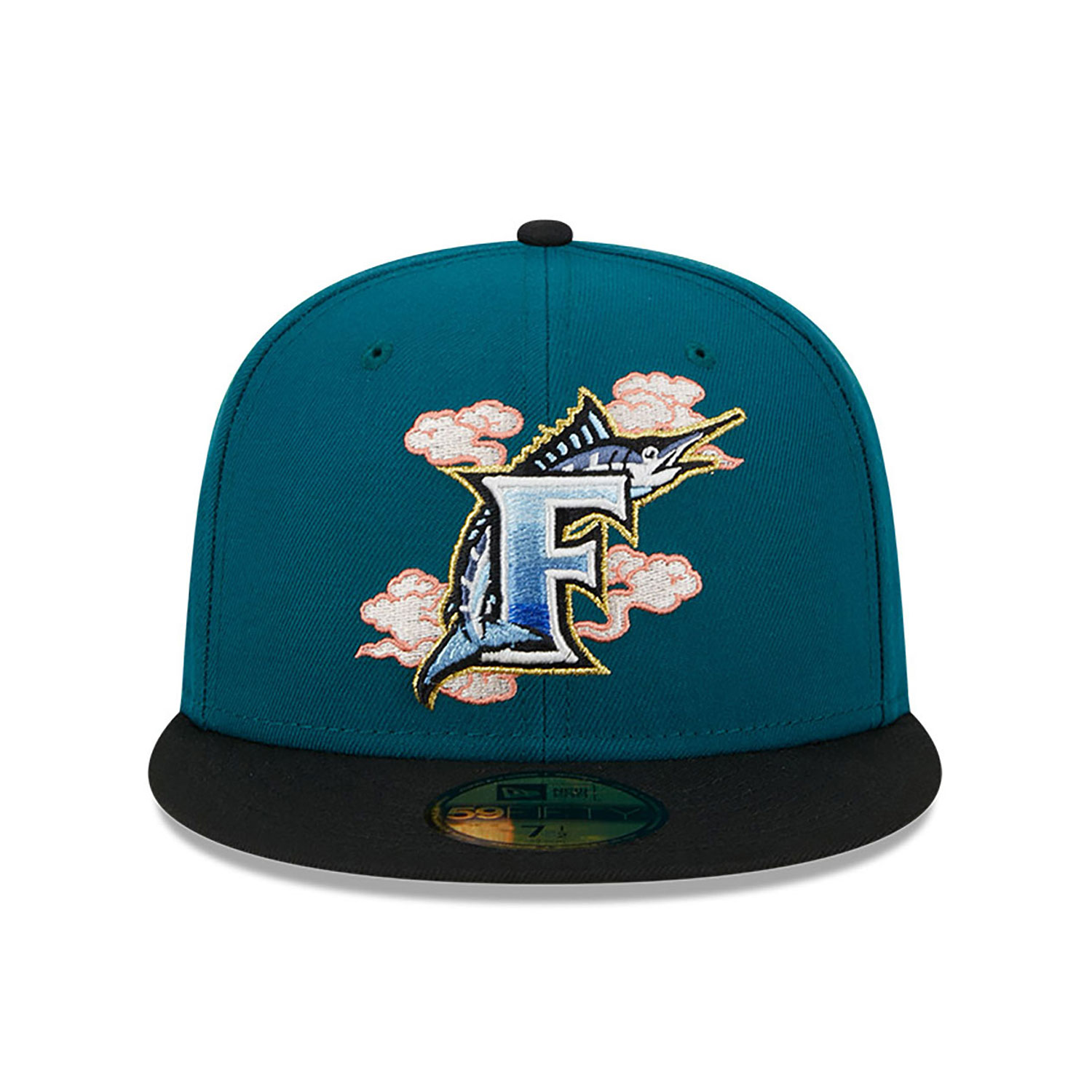 Miami Marlins Cloud Spiral Dark Green 59FIFTY Fitted Cap