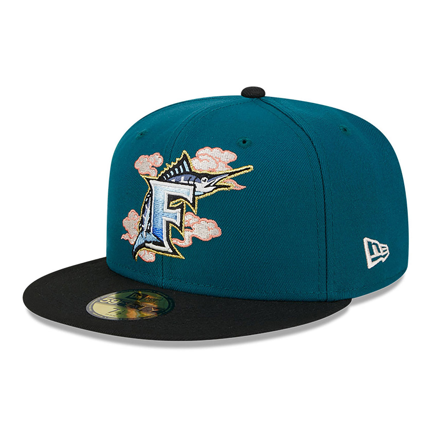 Miami Marlins Cloud Spiral Dark Green 59FIFTY Fitted Cap