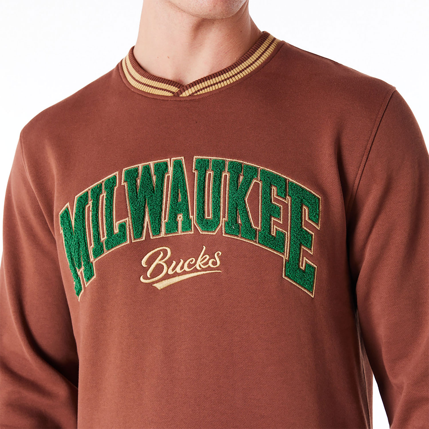Milwaukee Bucks Letterman Classic Dark Brown Crew Neck Sweatshirt