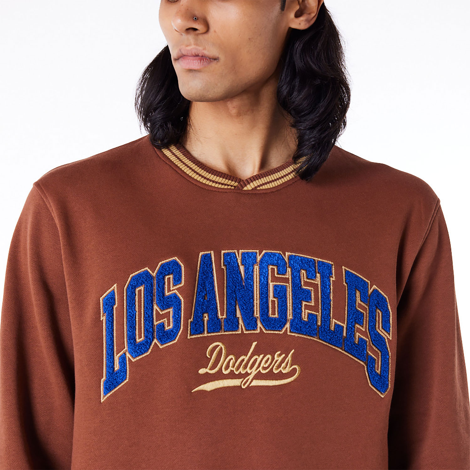 LA Dodgers Letterman Classic Dark Brown Crew Neck Sweatshirt