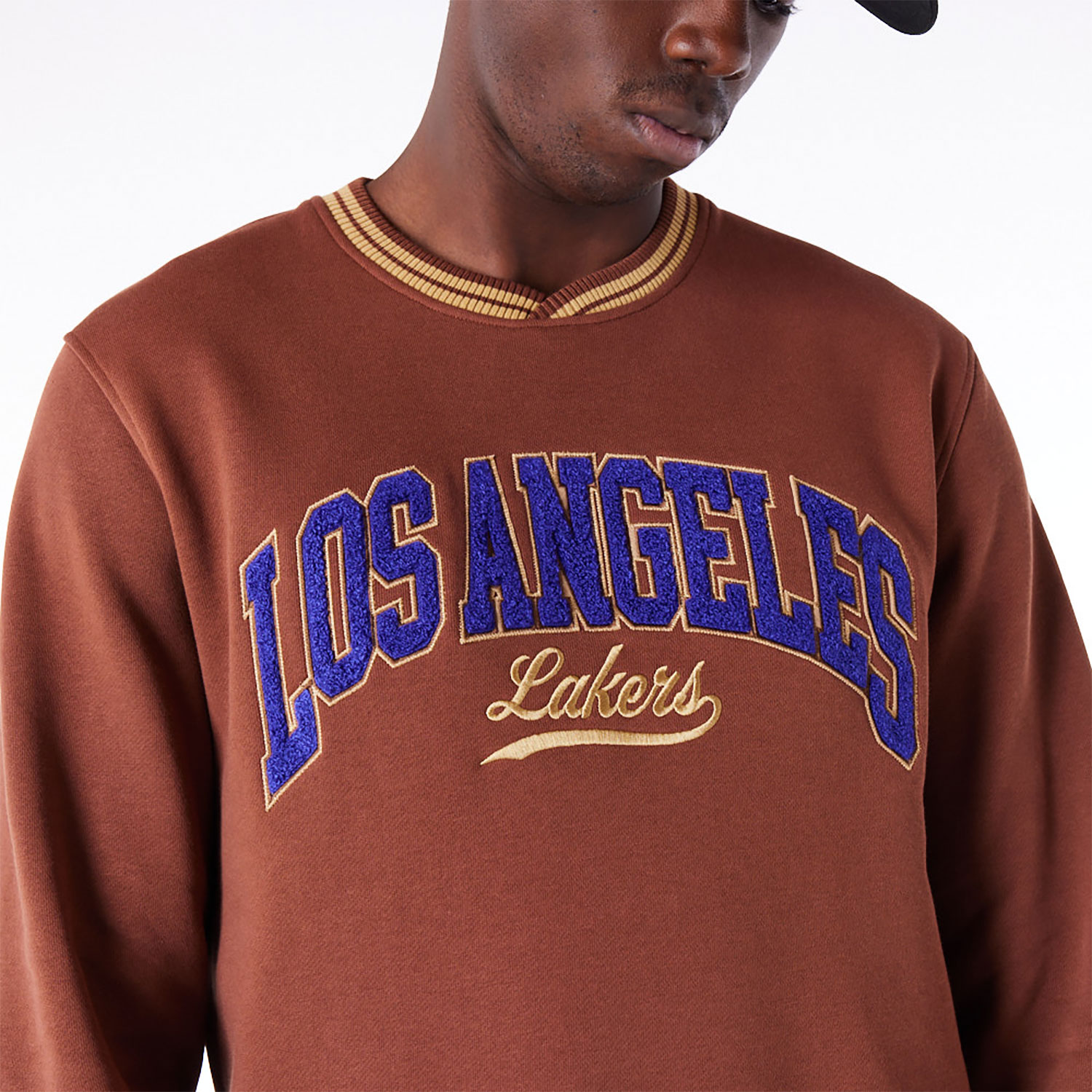 LA Lakers Letterman Classic Dark Brown Crew Neck Sweatshirt
