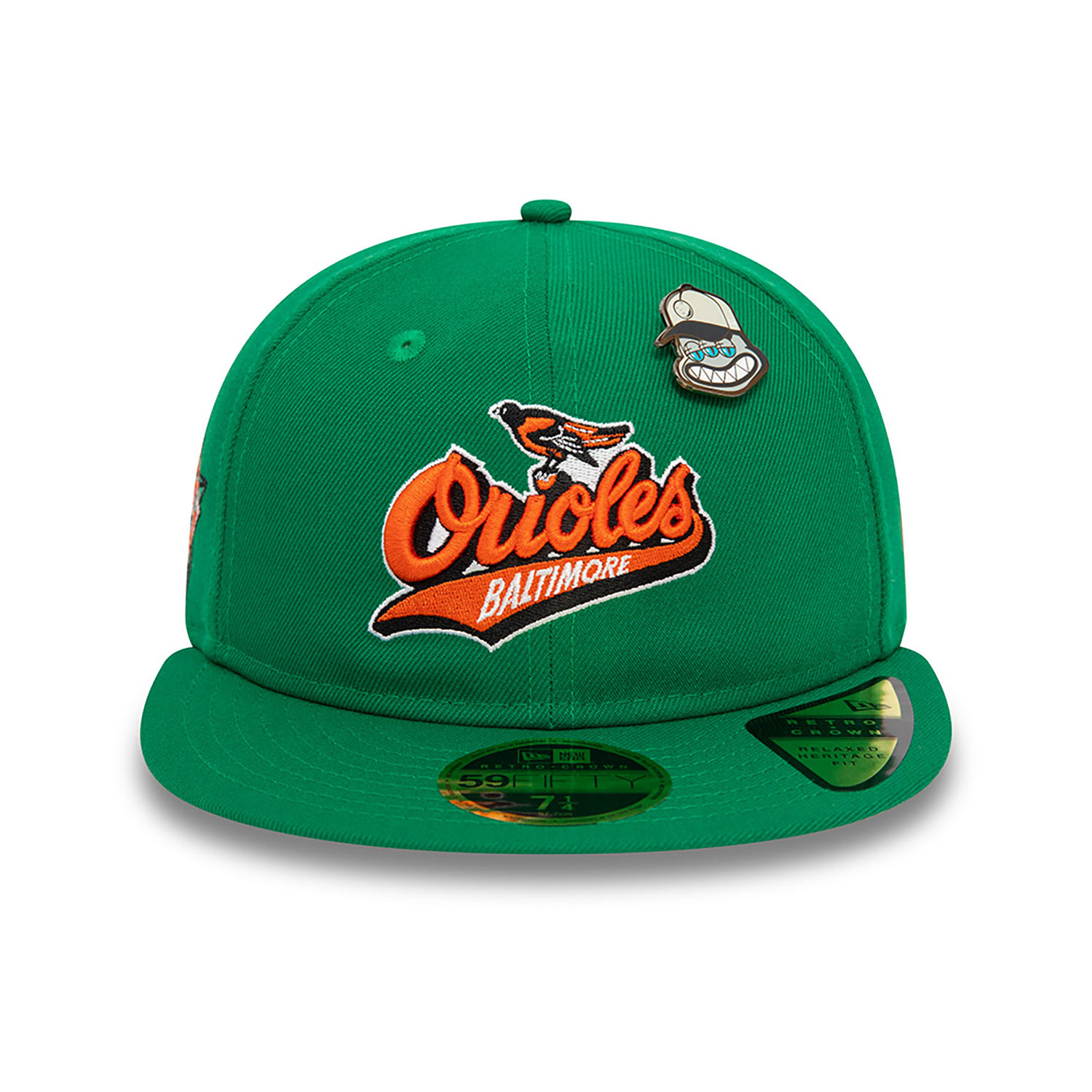 Baltimore Orioles MLB Cooperstown Pin Badge Green 59FIFTY Retro Crown Fitted Cap