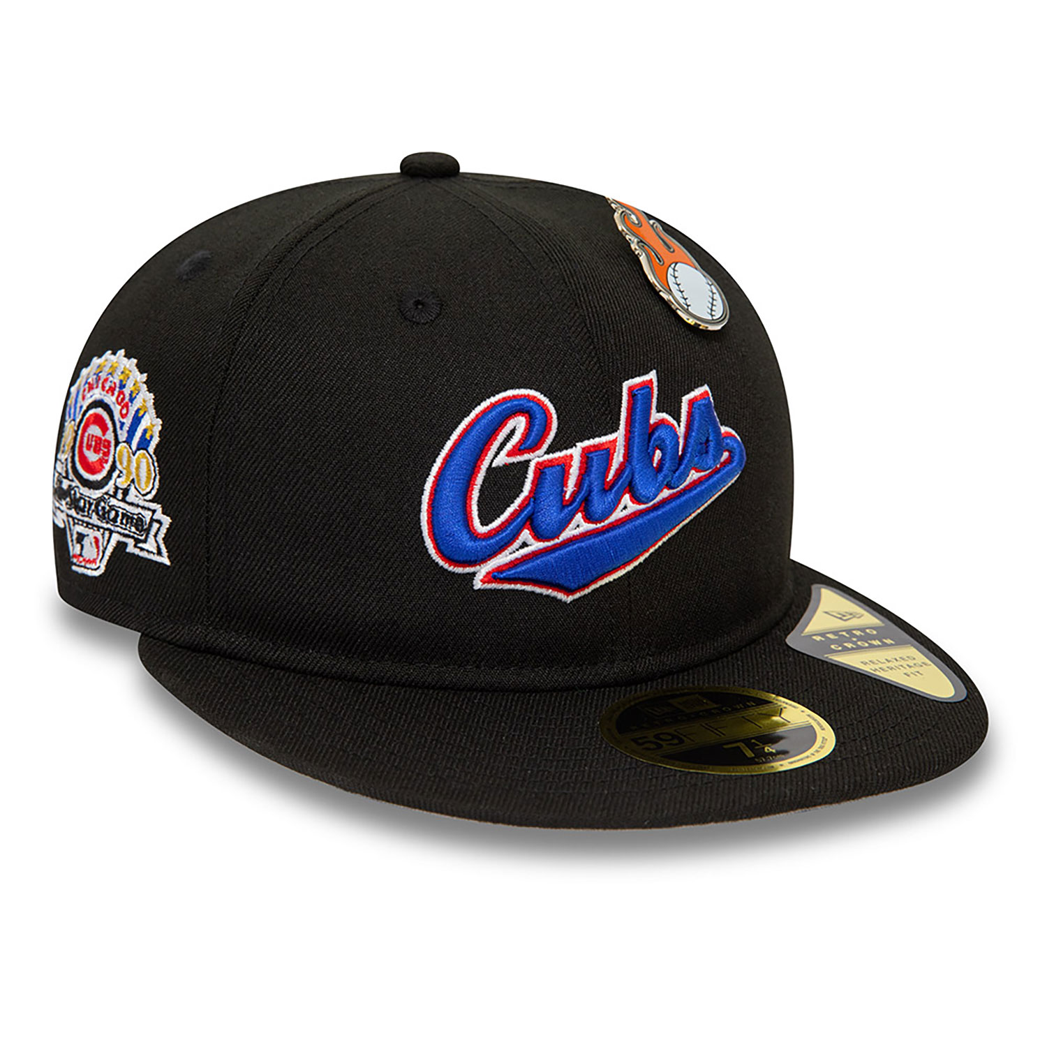 Chicago Cubs MLB Cooperstown Pin Badge Black 59FIFTY Retro Crown Fitted Cap