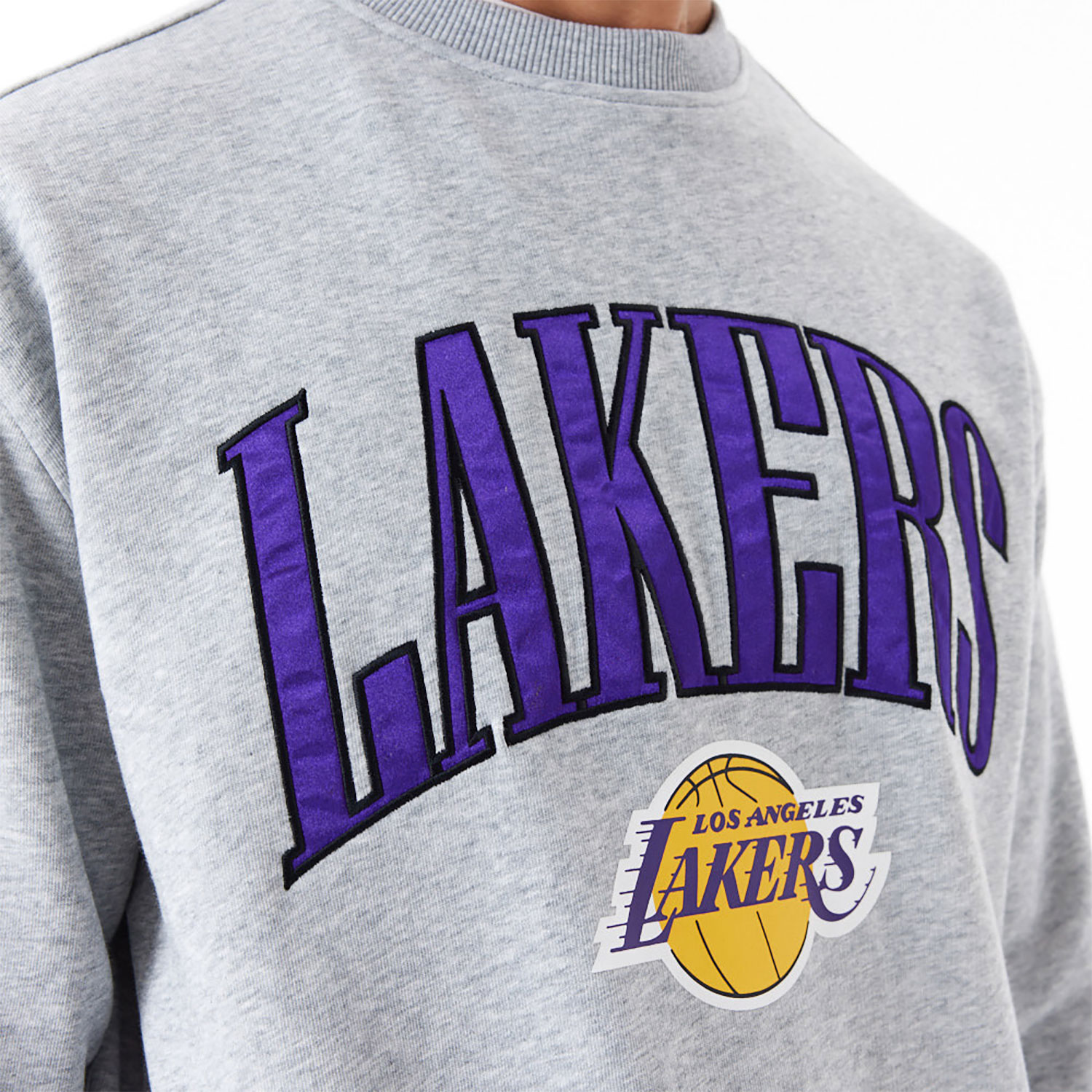 LA Lakers NBA Arch Graphic Grey Oversized Crew Neck Sweatshirt