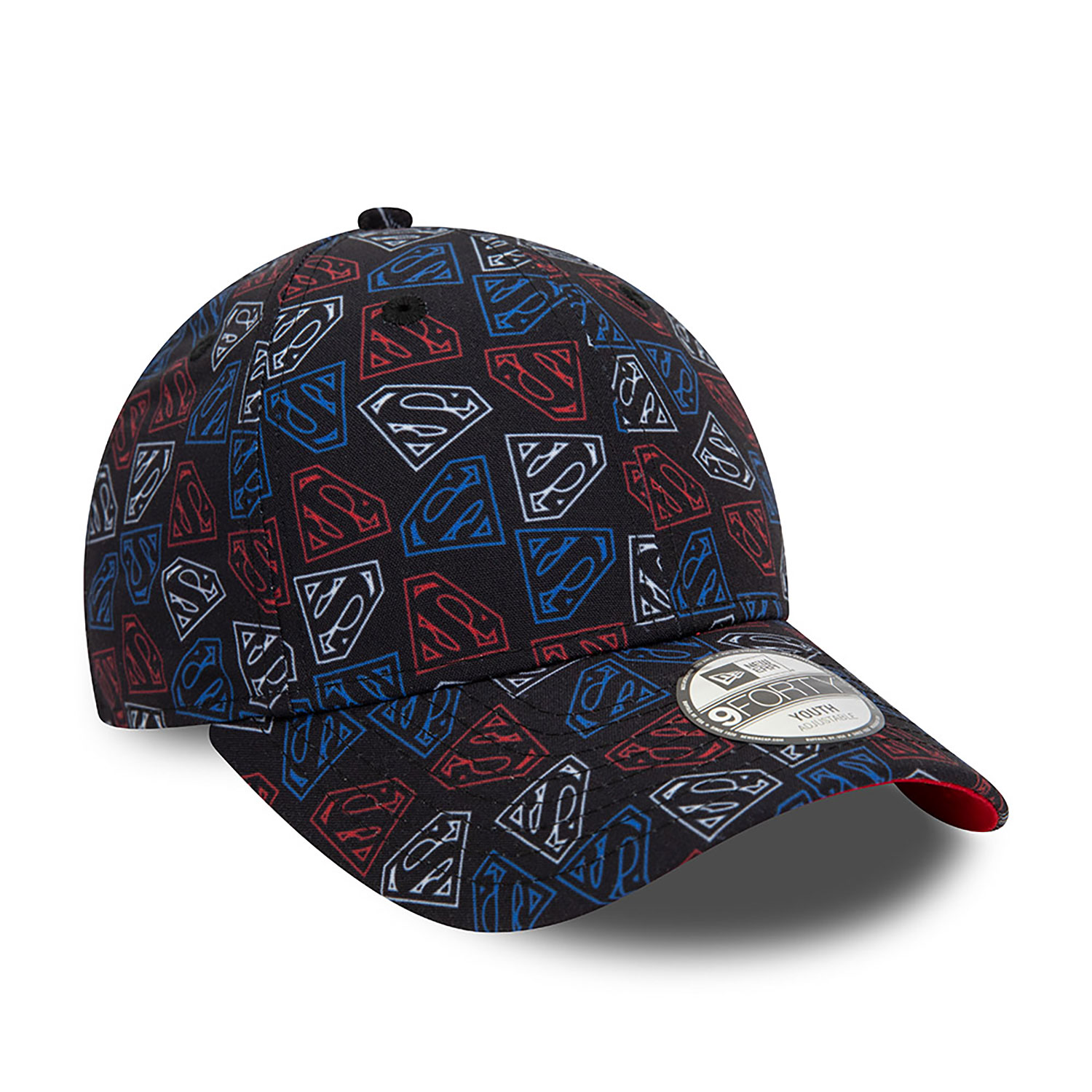 Superman Youth All Over Print Black 9FORTY Adjustable Cap