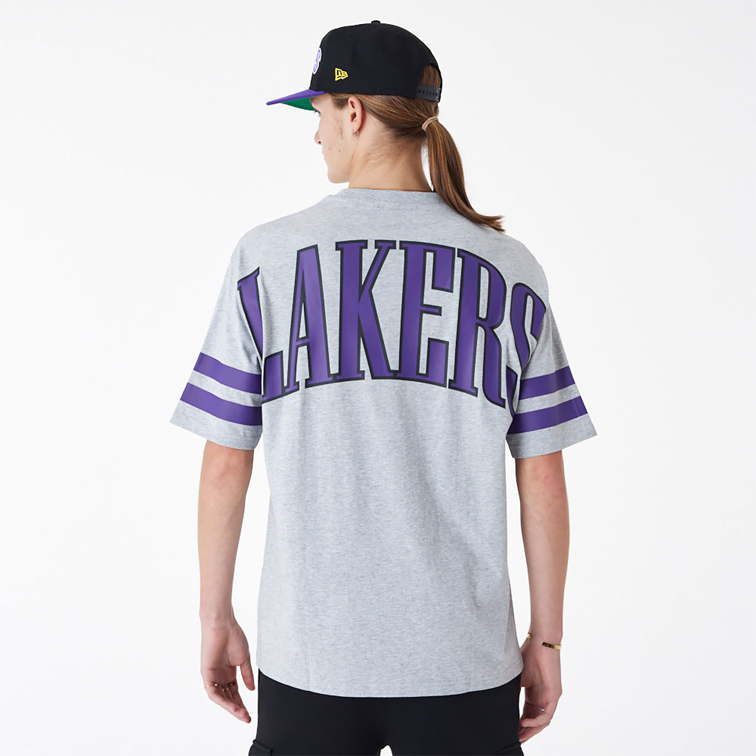 LA Lakers NBA Arch Graphic Grey Oversized T-Shirt
