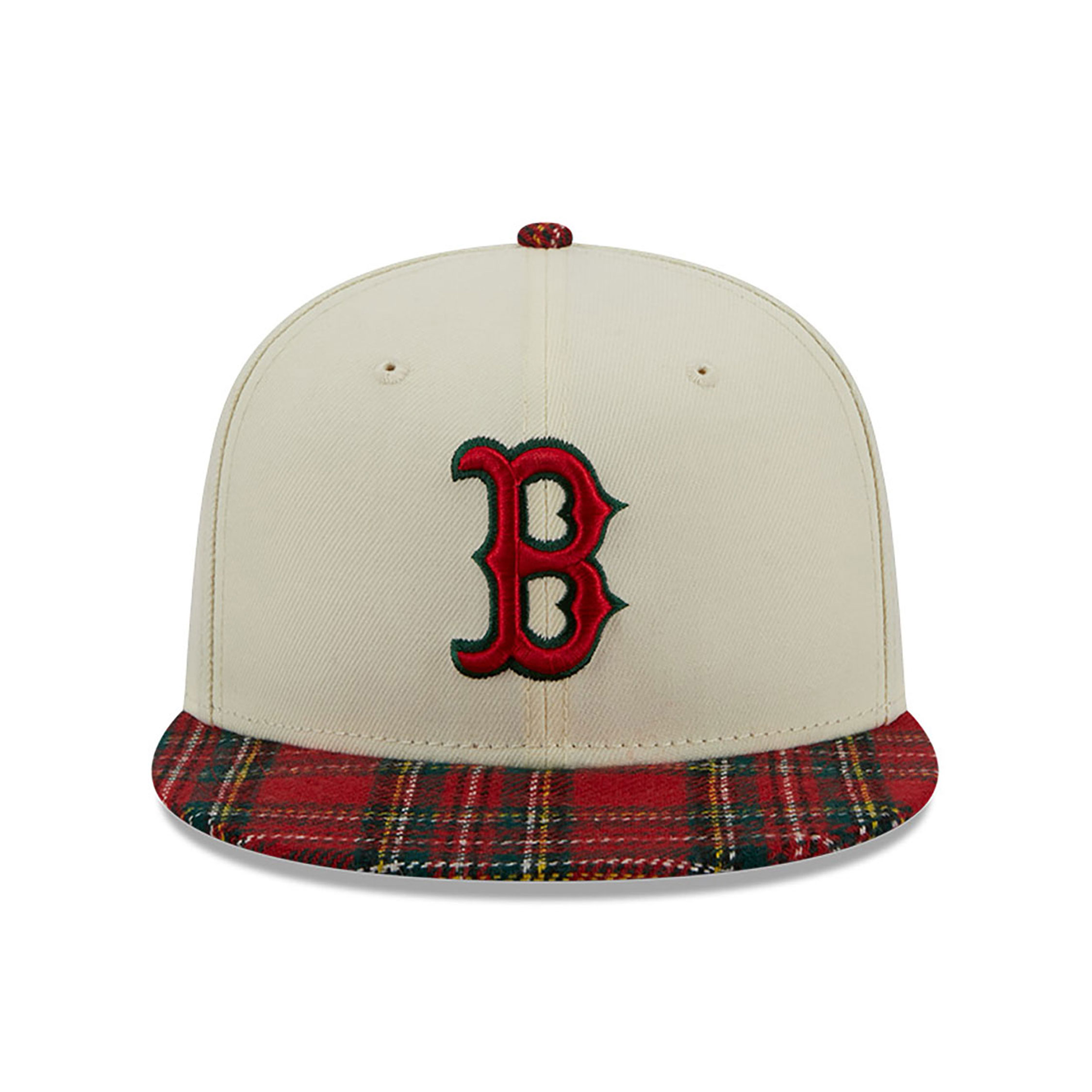 Boston Red Sox Plaid Visor Off White 9FIFTY Snapback Cap