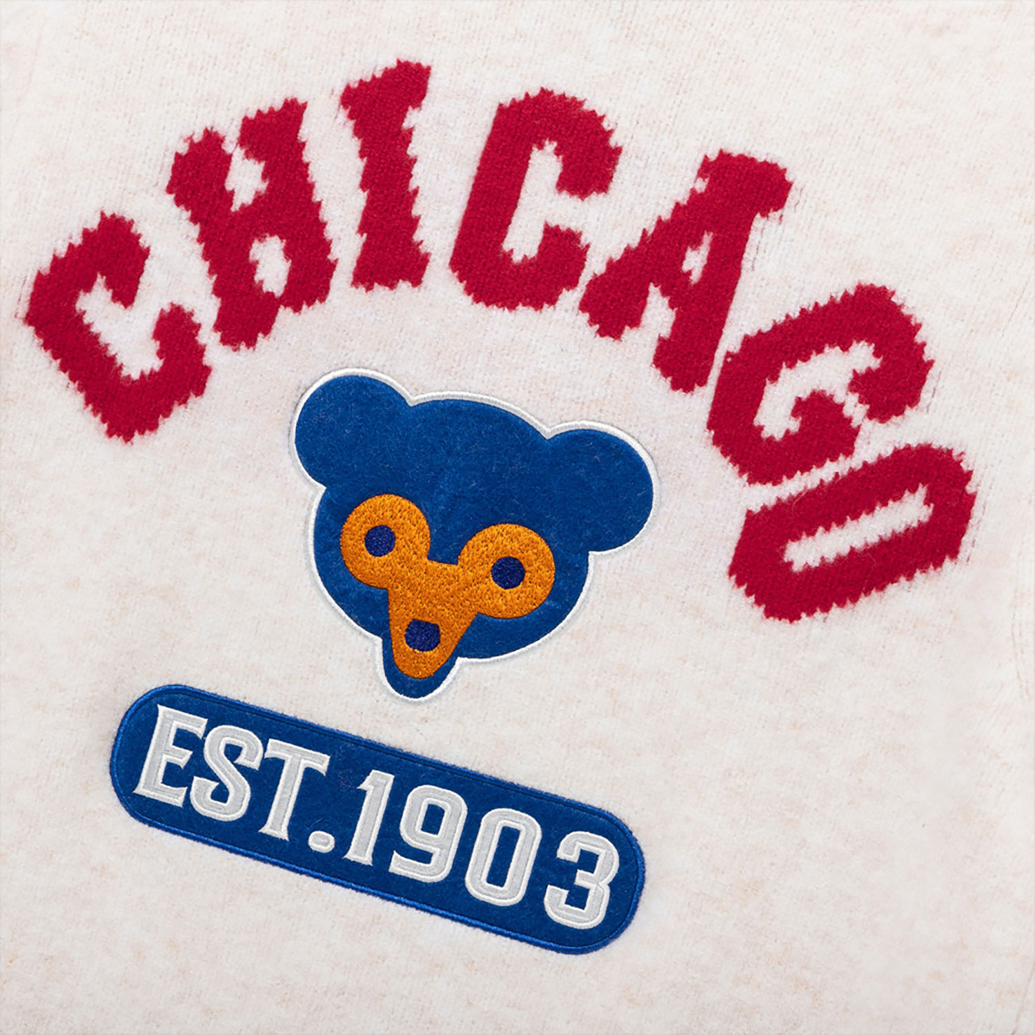 Chicago Cubs League MLB New Era Korea White 1/4 Zip Neck Sweatshirt