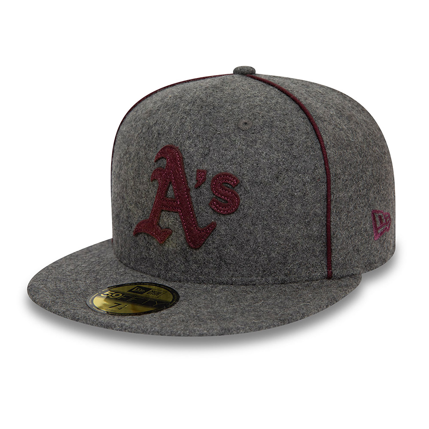 Oakland Athletics Team Piping Wool Grey 59FIFTY Fitted Cap