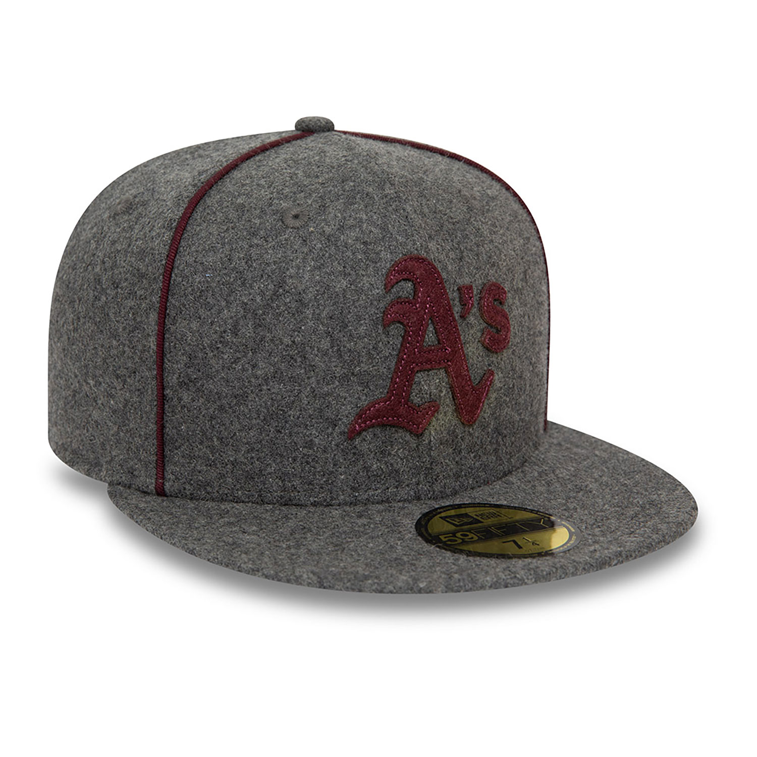 Oakland Athletics Team Piping Wool Grey 59FIFTY Fitted Cap