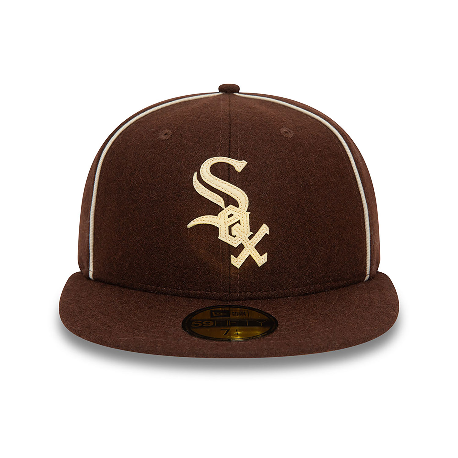 Chicago White Sox Team Piping Wool Dark Brown 59FIFTY Fitted Cap