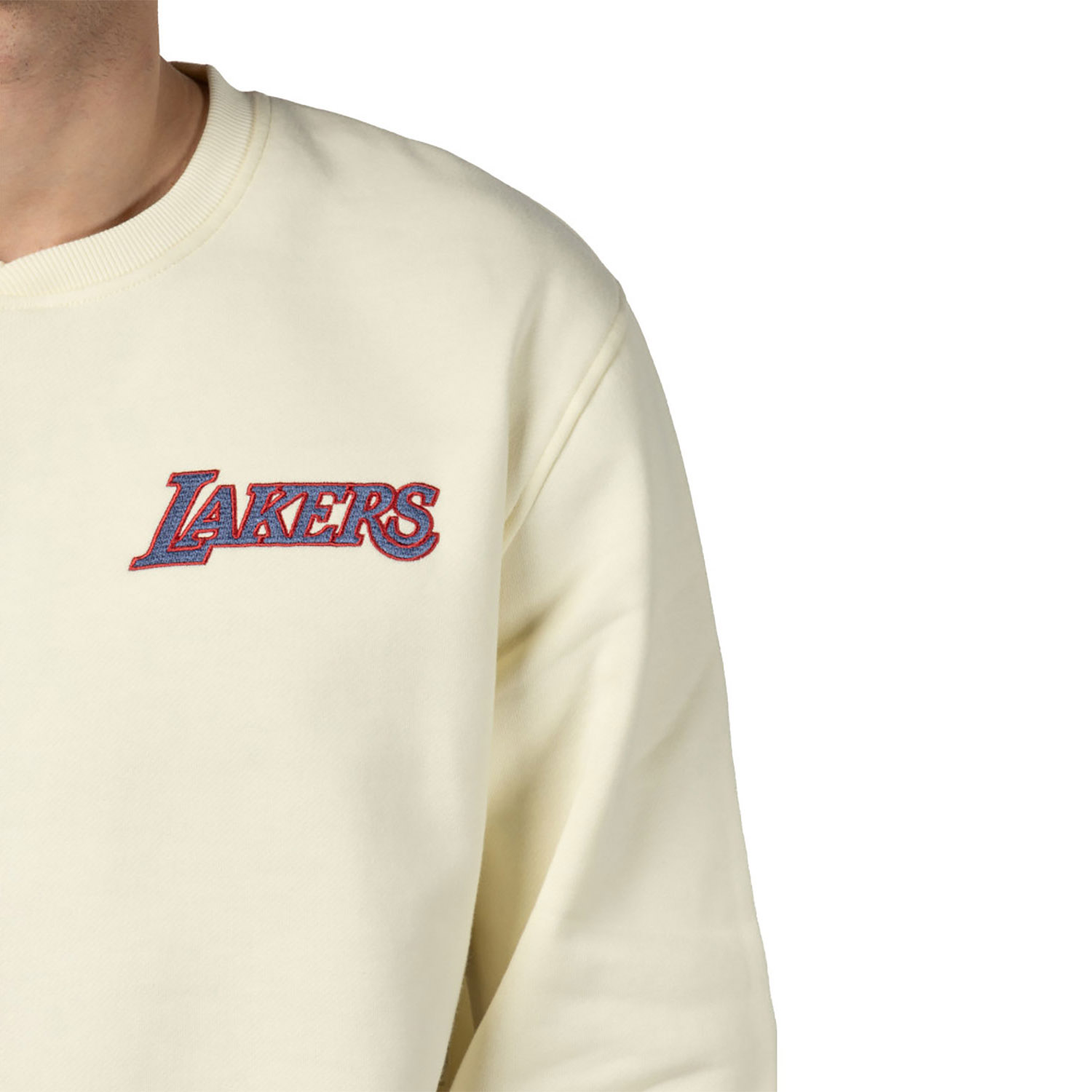 LA Lakers Snowboard Off White Crew Neck Sweatshirt