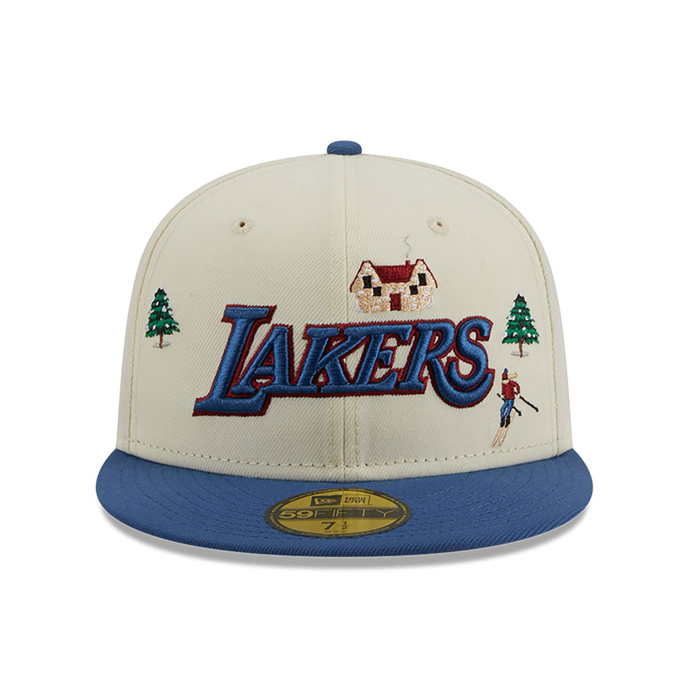 LA Lakers Snowboard Off White 59FIFTY Fitted Cap