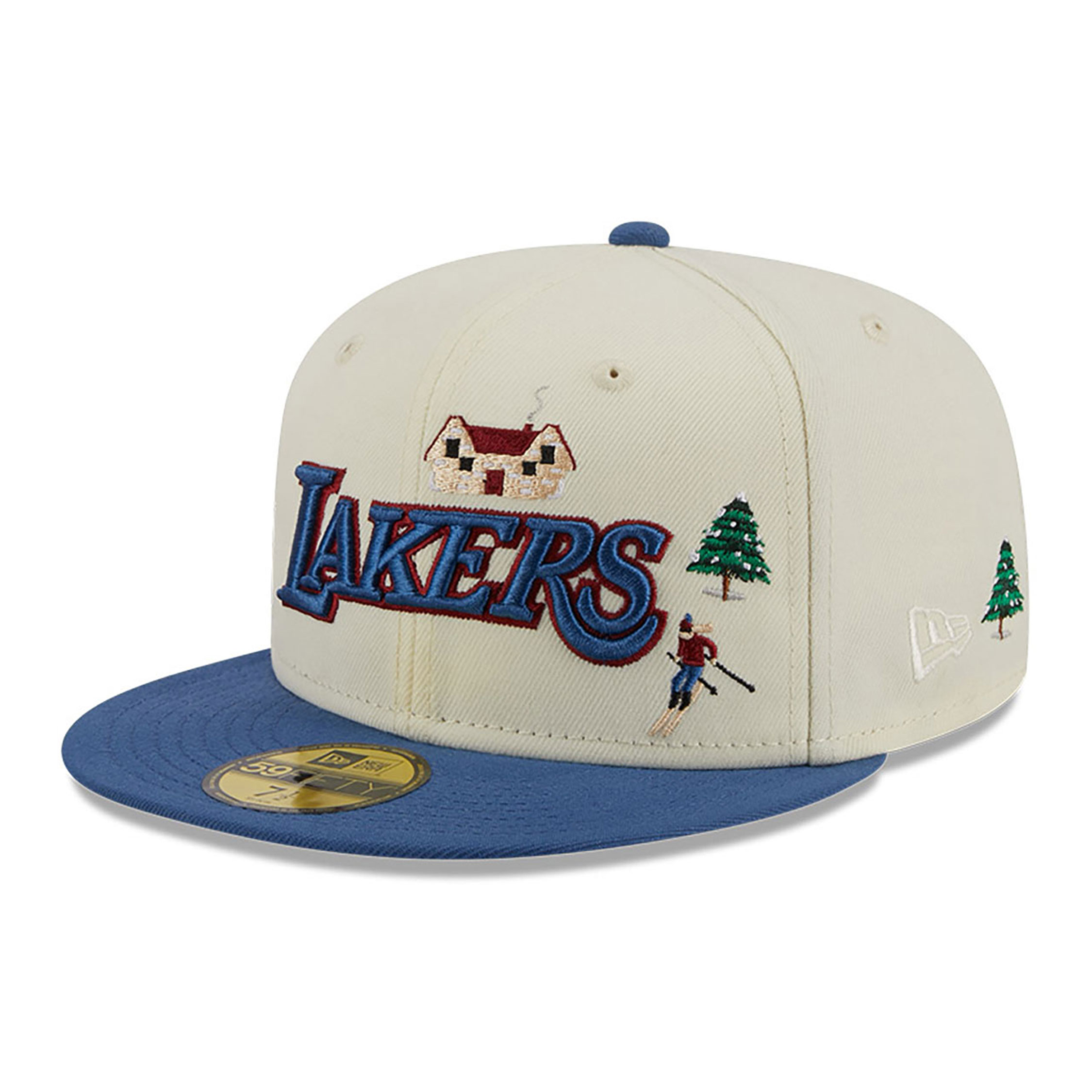 LA Lakers Snowboard Off White 59FIFTY Fitted Cap