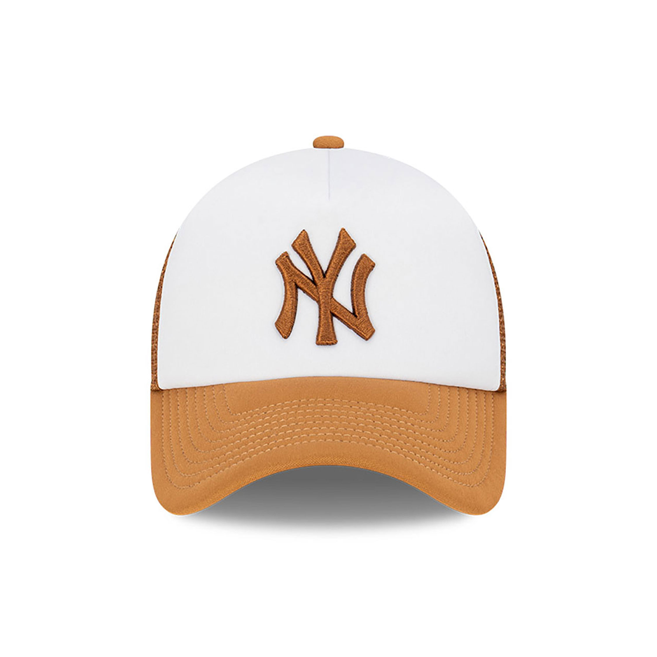 New York Yankees Earthtones World Series Beige 9FORTY A-Frame Adjustable Trucker Cap