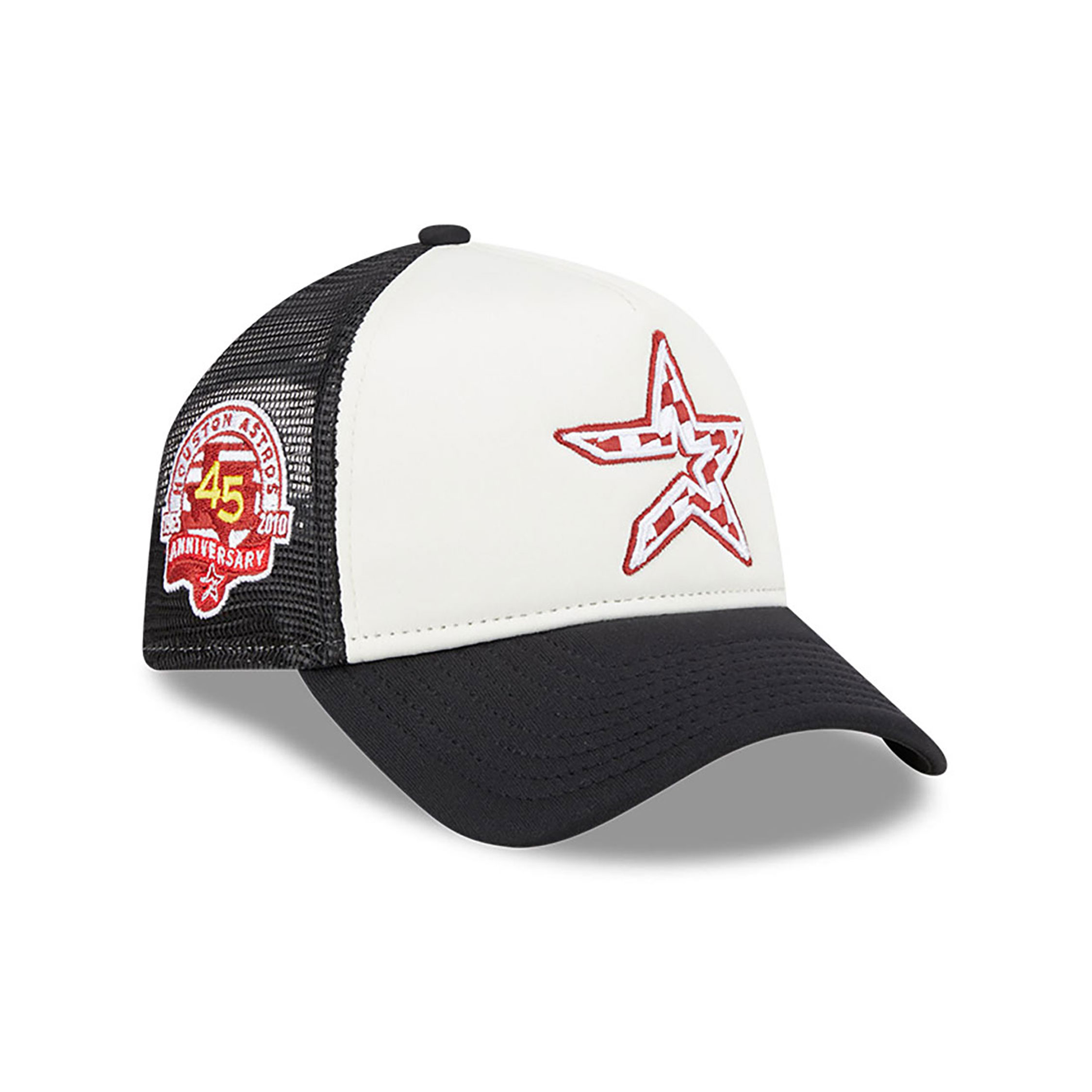 Houston Astros Check Flag Black 9FORTY A-Frame Adjustable Trucker Cap