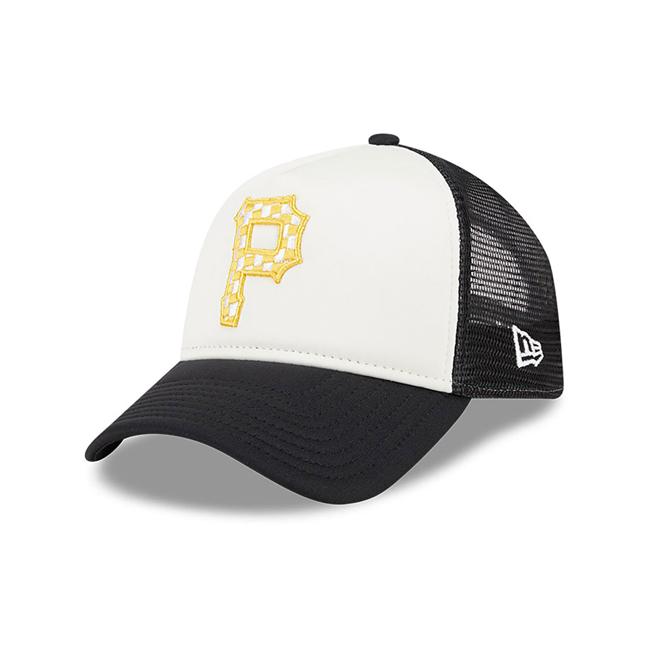 Pittsburgh Pirates Check Flag Black 9FORTY A-Frame Adjustable Trucker Cap