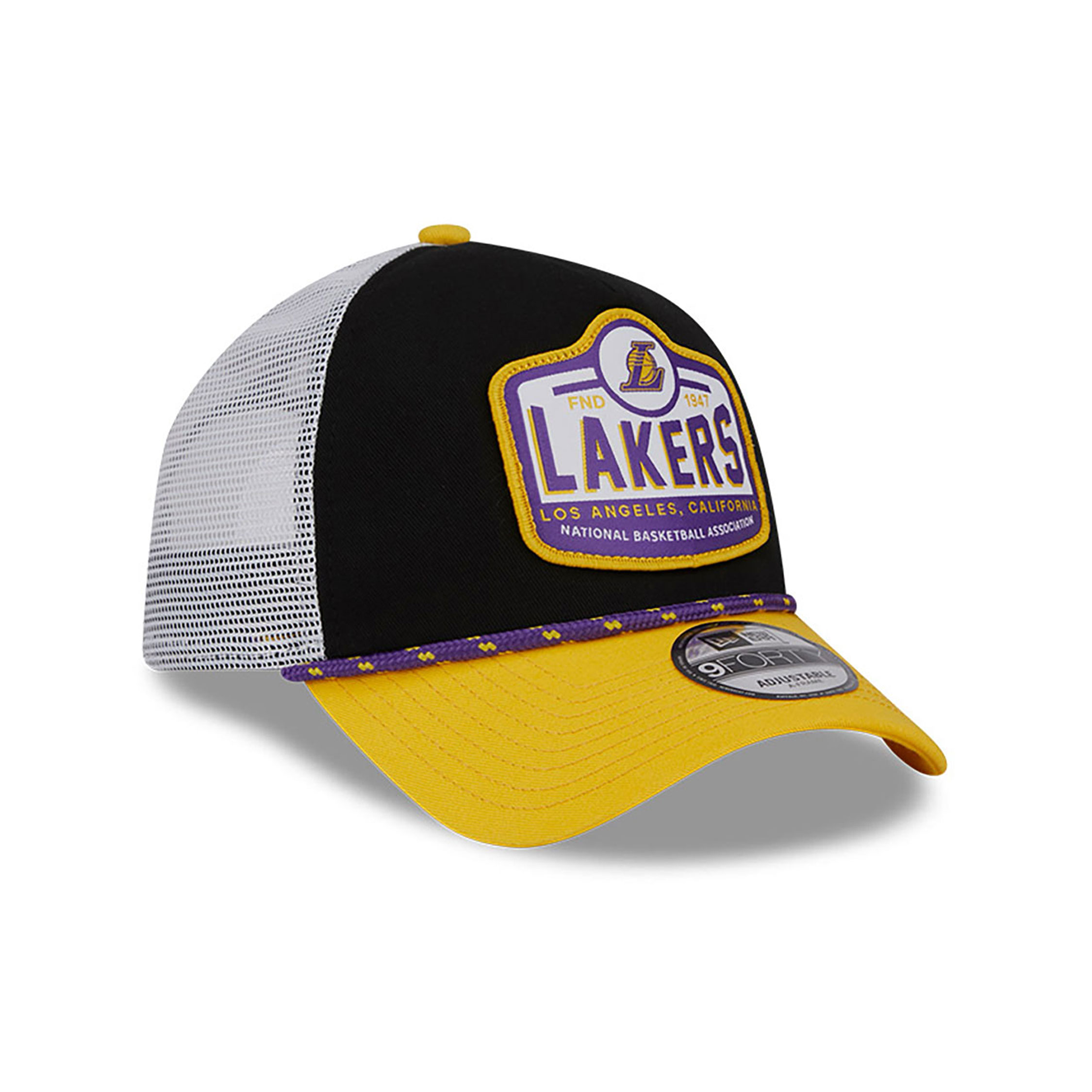 LA Lakers NBA Rally Drive White 9FORTY A-Frame Trucker Cap