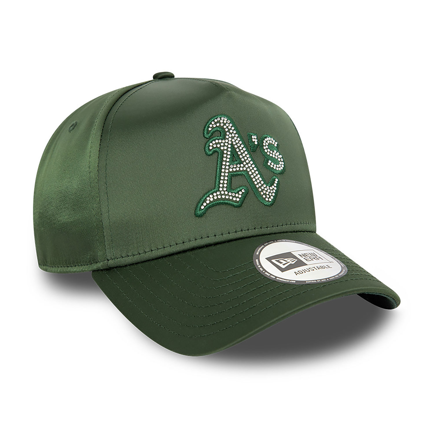 Oakland Athletics MLB Satin Rhinestone Dark Green 9FORTY E-Frame Adjustable Cap