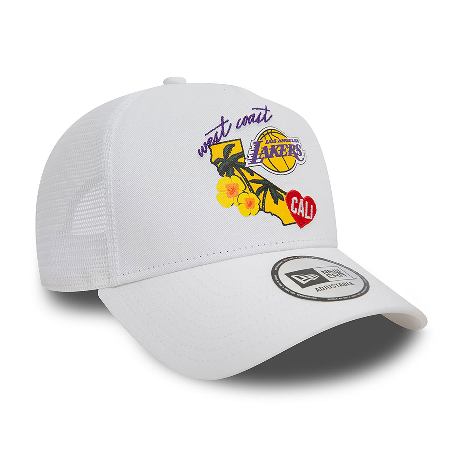 LA Lakers NBA Team Logo White A-Frame Trucker Cap