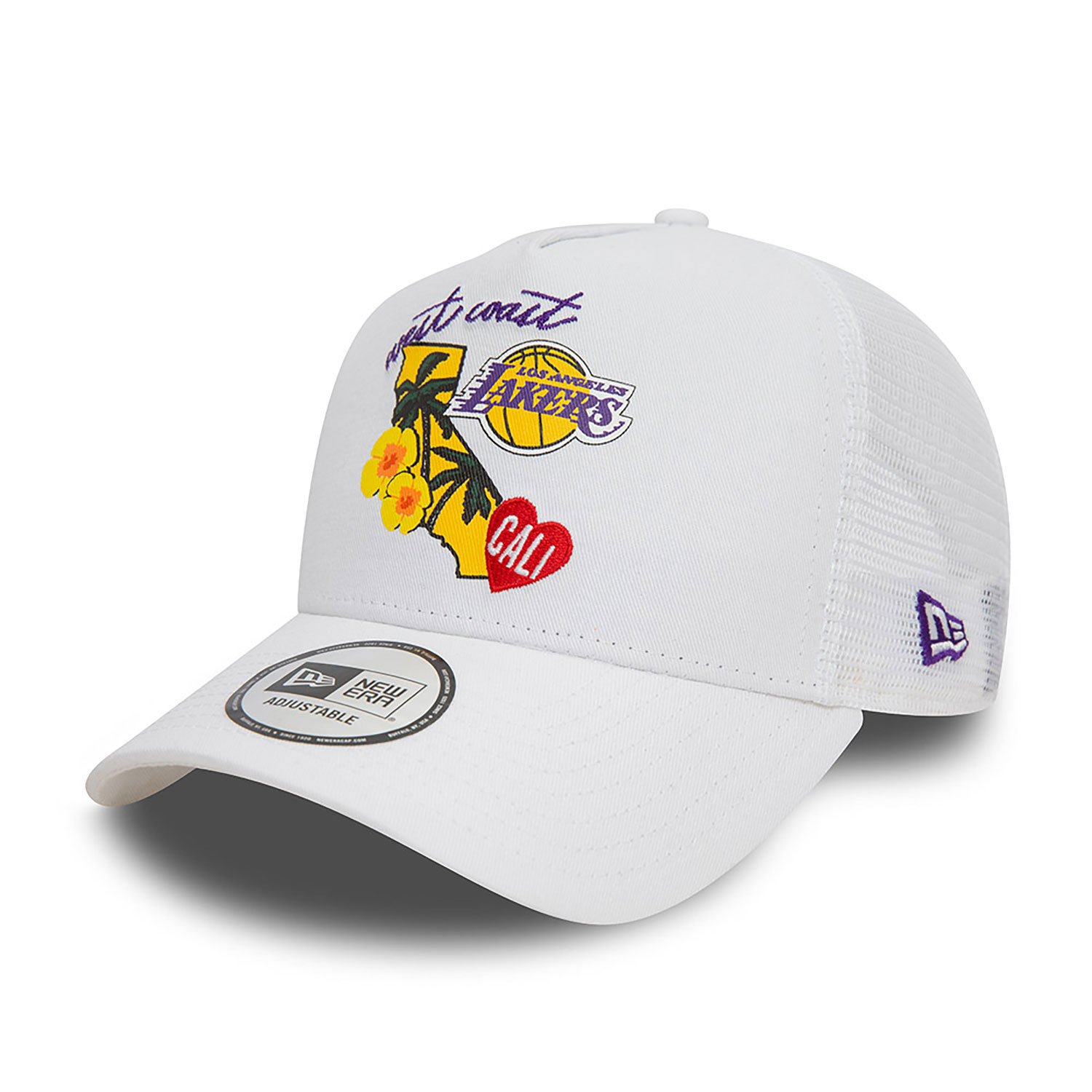 LA Lakers NBA Team Logo White A-Frame Trucker Cap
