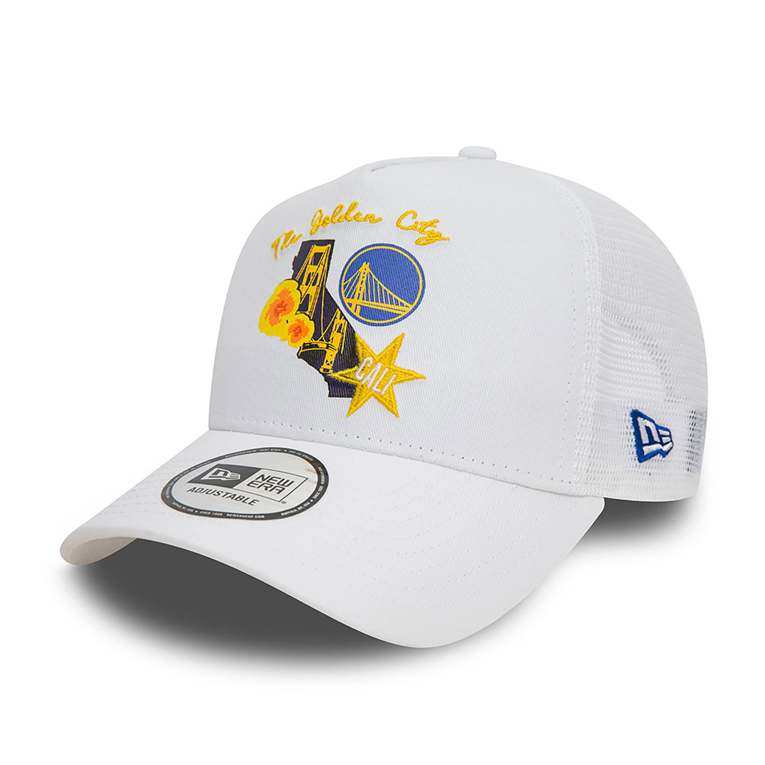 Golden State Warriors NBA Team Logo White A-Frame Trucker Cap
