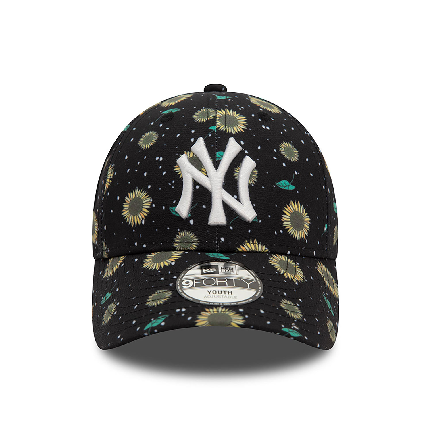 New York Yankees Youth Floral All Over Print Black 9FORTY Adjustable Cap