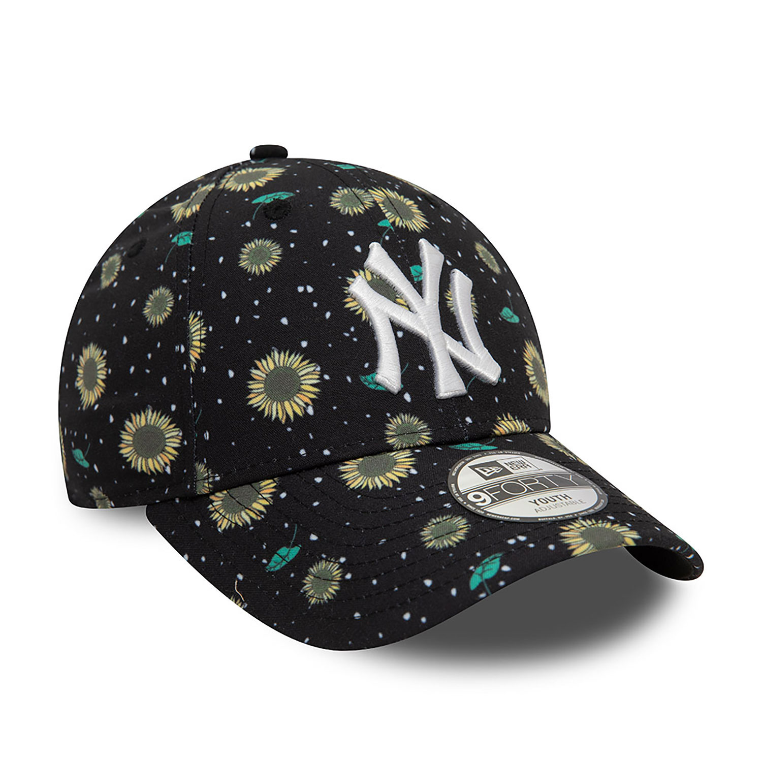 New York Yankees Youth Floral All Over Print Black 9FORTY Adjustable Cap