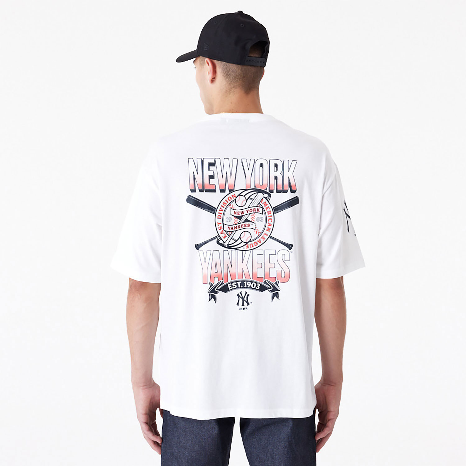 New York Yankees Baseball Oversized Graphic White T-Shirt