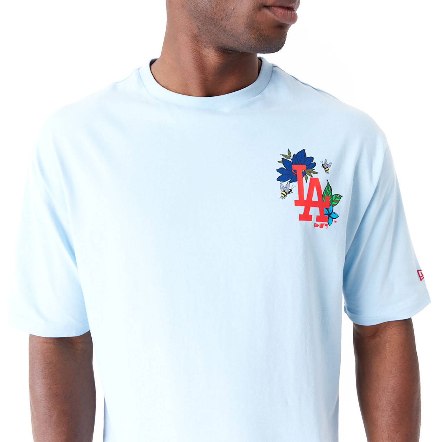 LA Dodgers MLB Floral Graphic Pastel Blue Oversized T-Shirt