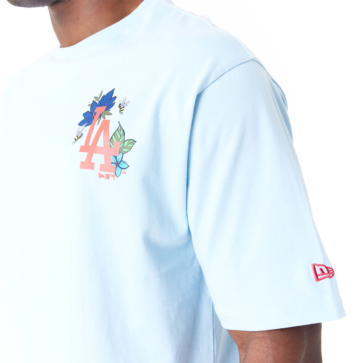 LA Dodgers MLB Floral Graphic Pastel Blue Oversized T-Shirt